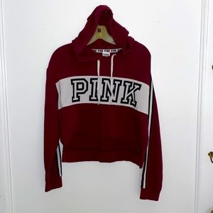 PINK Victoria’s Secret graphic maroon cropped hoodie size small